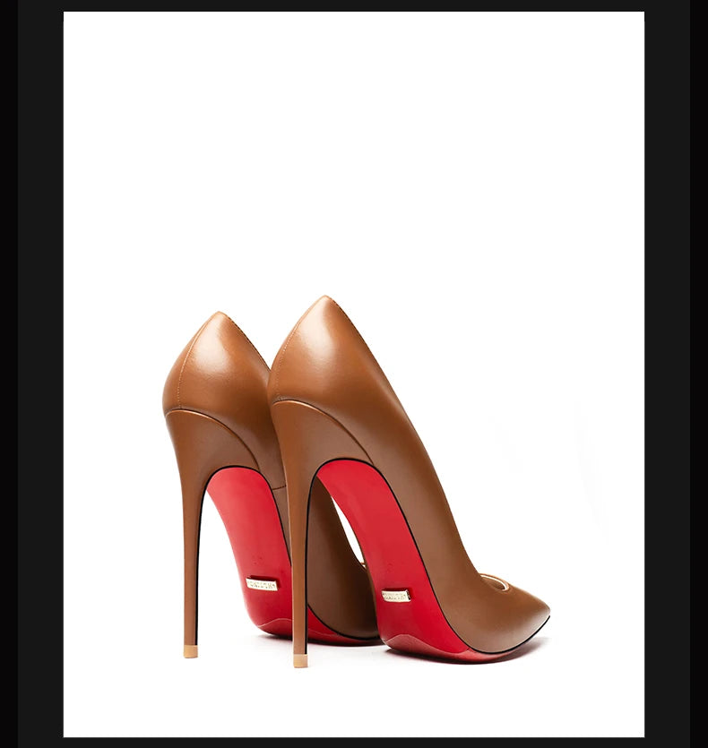 Women's Luxury Red Bottom Stiletto Heels - The Tottos Designer Pointed Toe Pumps 12cm