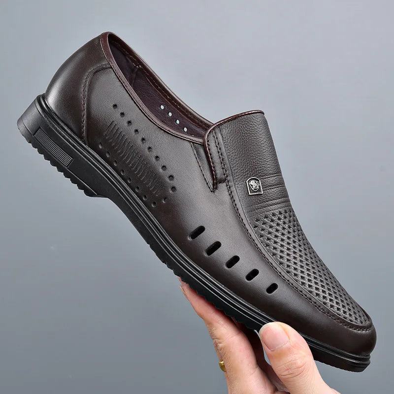 Premium Breathable Leather Loafers - The Tottos Men's Summer Casual Slip-On Shoes