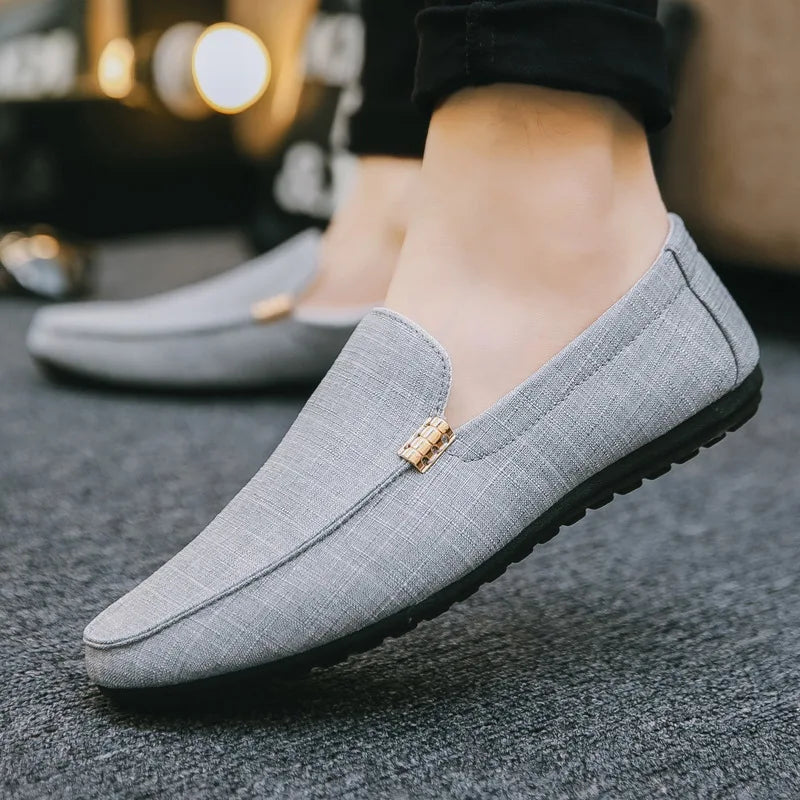 Men's Denim Canvas Loafers - Casual Slip-On Driving Shoes | The Tottos