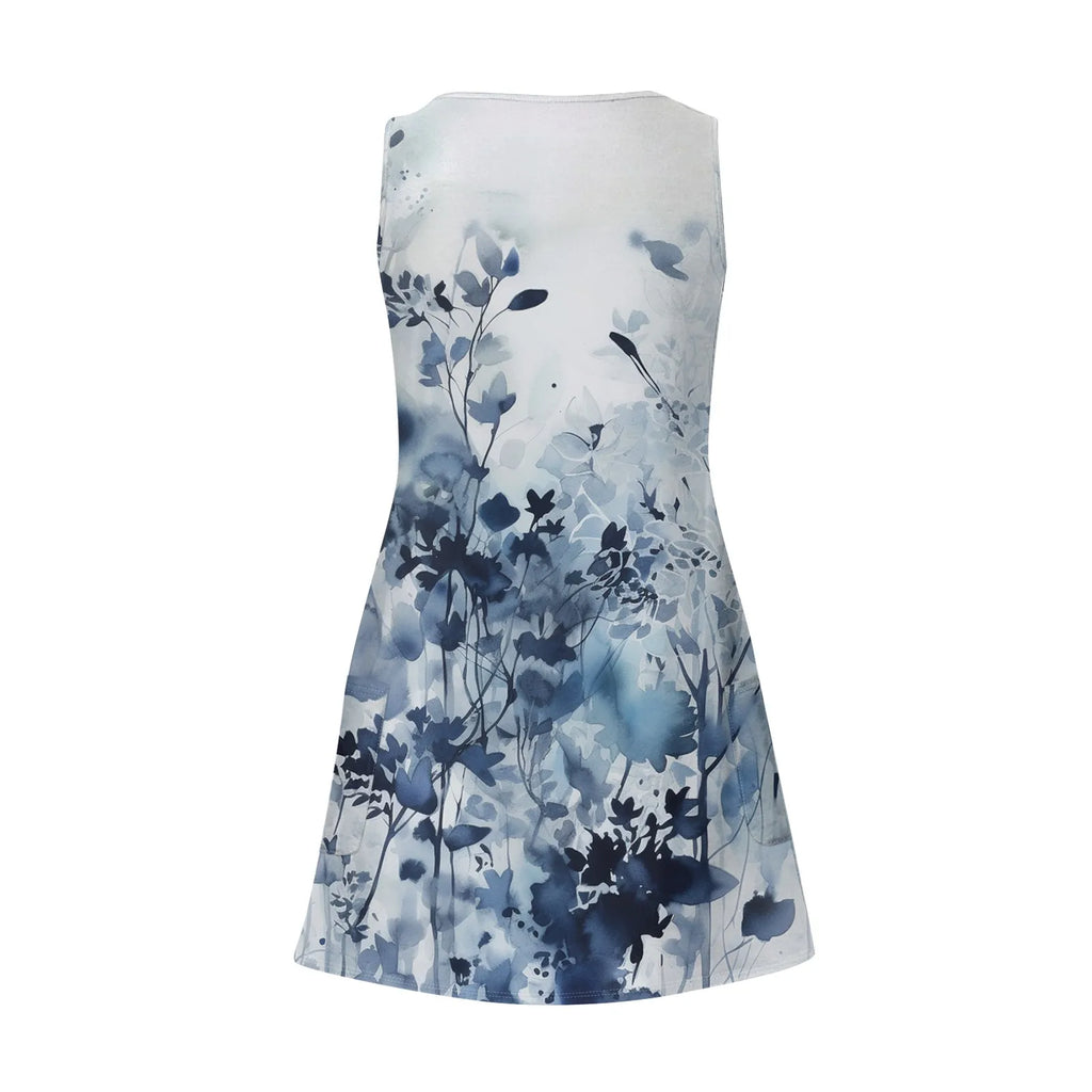 Women's Bohemian Floral Print Maxi Dress - V-Neck Sleeveless Summer Beach Dress with Pockets | The Tottos