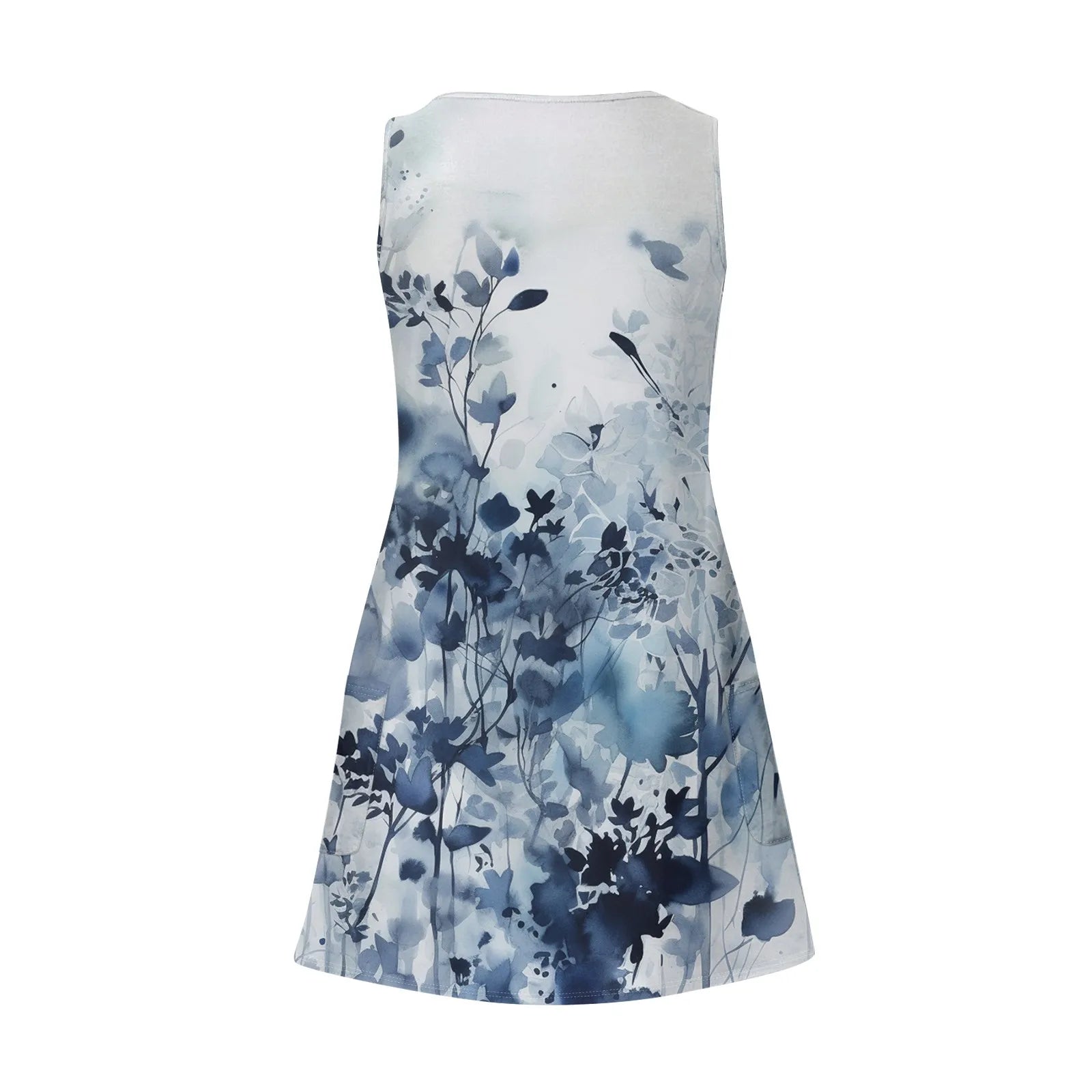 Women's Bohemian Floral Print Maxi Dress - V-Neck Sleeveless Summer Beach Dress with Pockets | The Tottos