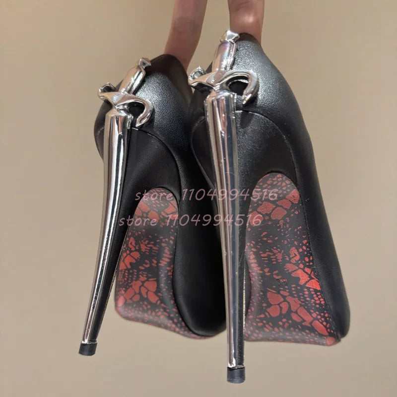 Women's Gladiator Stiletto Heels - The Tottos Metal Accent Pointed Toe Pumps