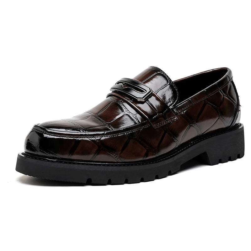 The Tottos Men's Premium Leather Dress Shoes - Slip-On Elevator Shoes with Height Boost