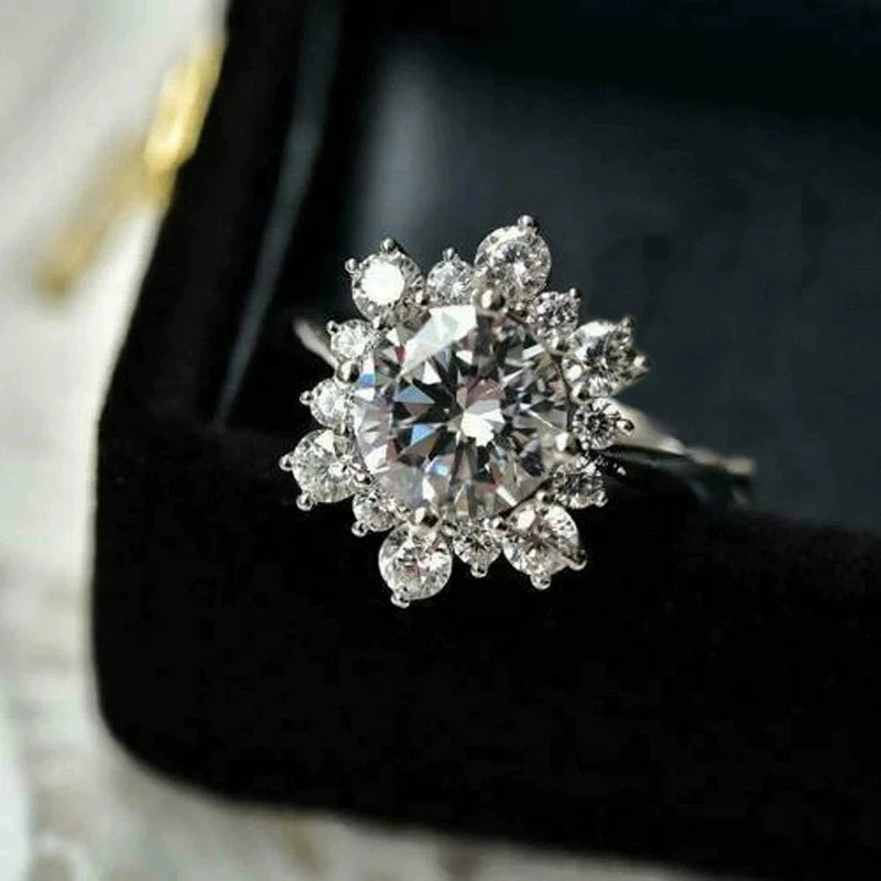 Snowflake Ring - Sterling Silver Plated Cubic Zirconia Band for Women | Elegant Ring