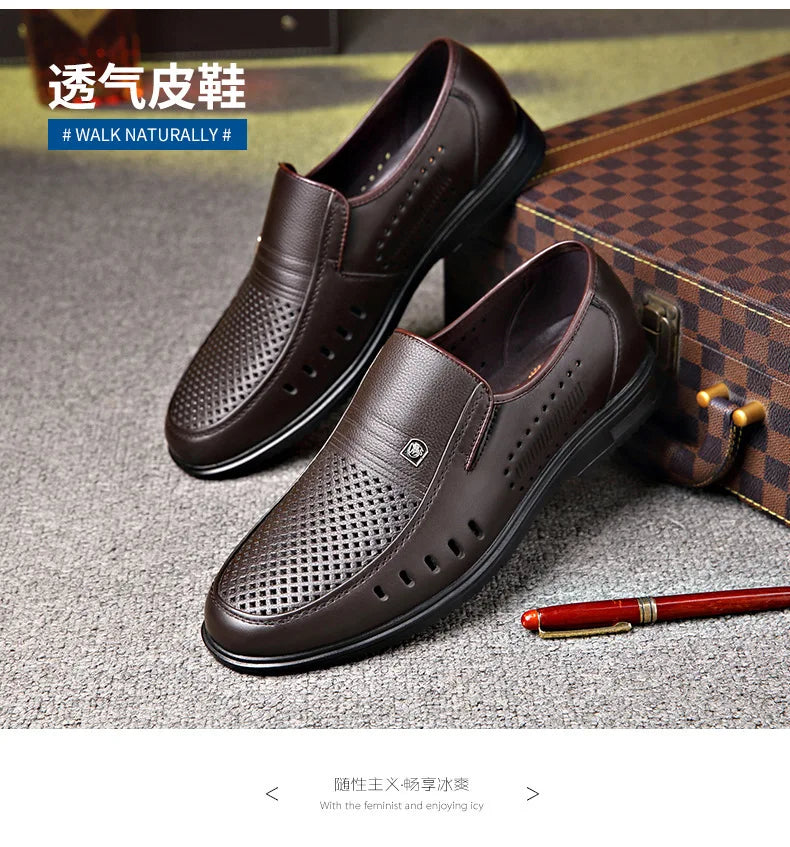Premium Breathable Leather Loafers - The Tottos Men's Summer Casual Slip-On Shoes