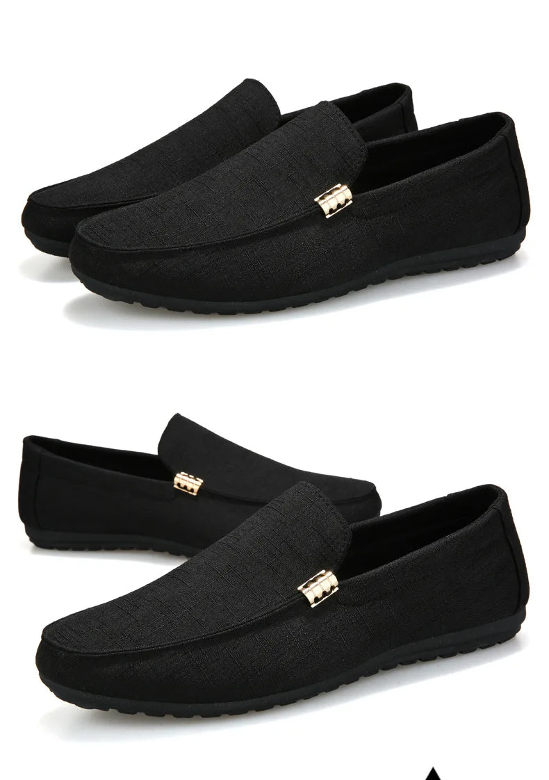 Men's Denim Canvas Loafers - Casual Slip-On Driving Shoes | The Tottos