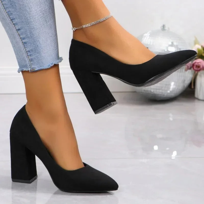 Women's Slingback Square Heel Pumps | The Tottos Pointed Toe Slip-On Shoes